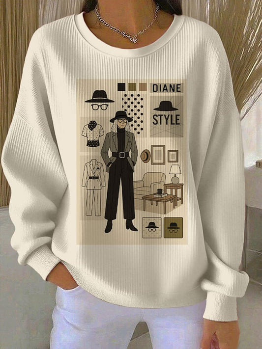 Women's Commemorative Ribbed Round-Neck Sweatshirt