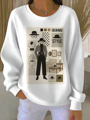 Women's Commemorative Ribbed Round-Neck Sweatshirt