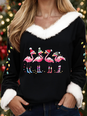 Women's Casual Christmas Fur Collar Top