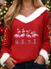 Women's Casual Christmas Fur Collar Top