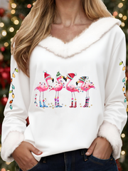 Women's Casual Christmas Fur Collar Top