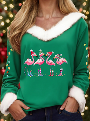 Women's Casual Christmas Fur Collar Top
