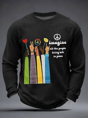 Men's Retro Classic Legendary Rock Band Print Gift For Fans Casual Waffle Long Sleeve T-Shirt