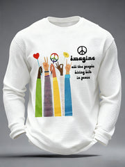 Men's Retro Classic Legendary Rock Band Print Gift For Fans Casual Waffle Long Sleeve T-Shirt