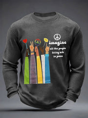 Men's Retro Classic Legendary Rock Band Print Gift For Fans Casual Waffle Long Sleeve T-Shirt