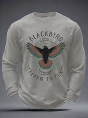 Men's Retro Classic Legendary Rock Band Print Gift For Fans Casual Waffle Long Sleeve T-Shirt