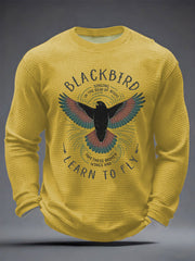 Men's Retro Classic Legendary Rock Band Print Gift For Fans Casual Waffle Long Sleeve T-Shirt