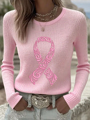 Women's Breast Cancer Awareness Pink Ribbon Long Sleeve T-Shirts