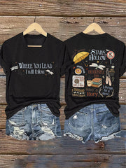 Women's 'Where You Lead, I Will Follow' V-Neck T-Shirts