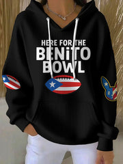 Women's Bunny Football Music Lover Printed Hoodie