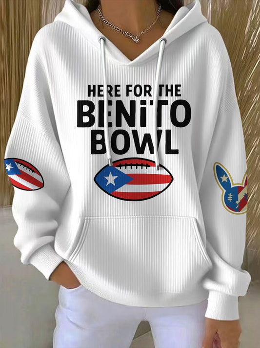 Women's Bunny Football Music Lover Printed Hoodie