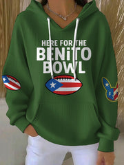 Women's Bunny Football Music Lover Printed Hoodie