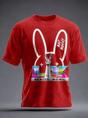 Unisex Bunny Football Music Lover Printed T-shirt