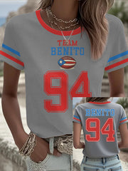 Women's Bunny Football Music Lover Printed T-shirt