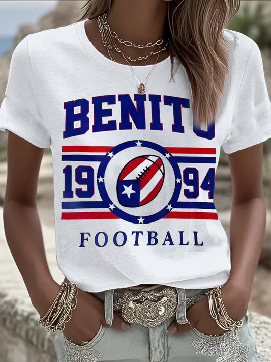 Women's Bunny Football Music Lover Printed T-shirt
