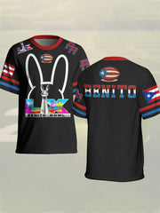 Unisex Bunny Football Music Lover Printed T-shirt