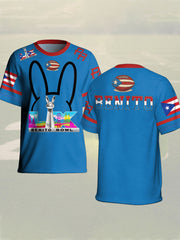 Unisex Bunny Football Music Lover Printed T-shirt