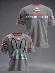 Unisex Bunny Football Music Lover Printed T-shirt