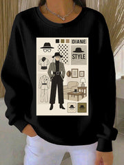 Women's Commemorative Ribbed Round-Neck Sweatshirt