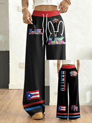 Women's Bunny Football Music Lover Printed Pants