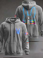 Unisex Bunny Football Music Lover Printed Hoodie