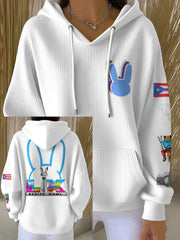 Women's Bunny Football Music Lover Printed Hoodie