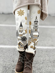 Women's Christmas Snow Scene Casual Leggings