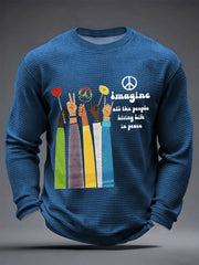 Men's Retro Classic Legendary Rock Band Print Gift For Fans Casual  Waffle Long Sleeve T-Shirt